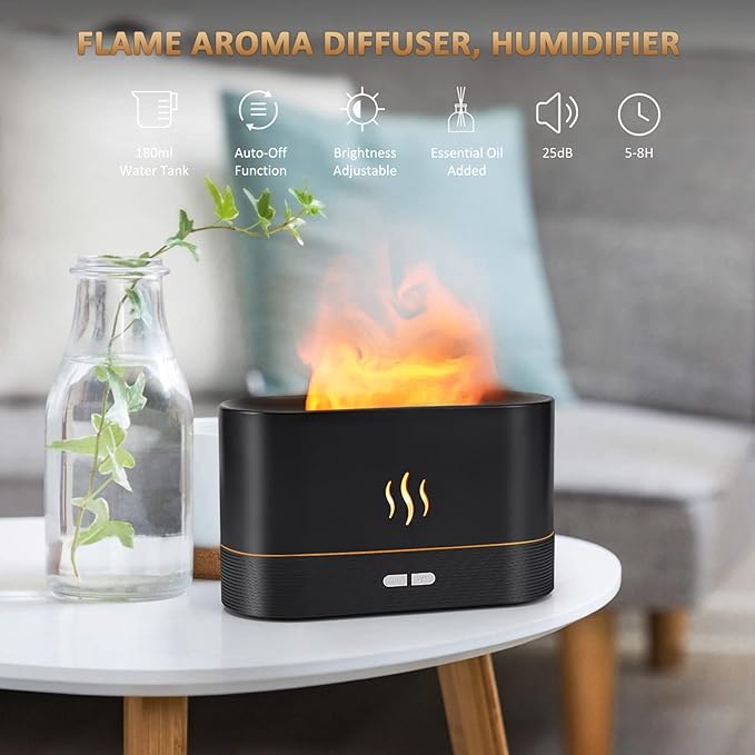 Difusor Efecto Llama 3D | Humidificador Aromaterapia LED | Relajación y Decoración Premium