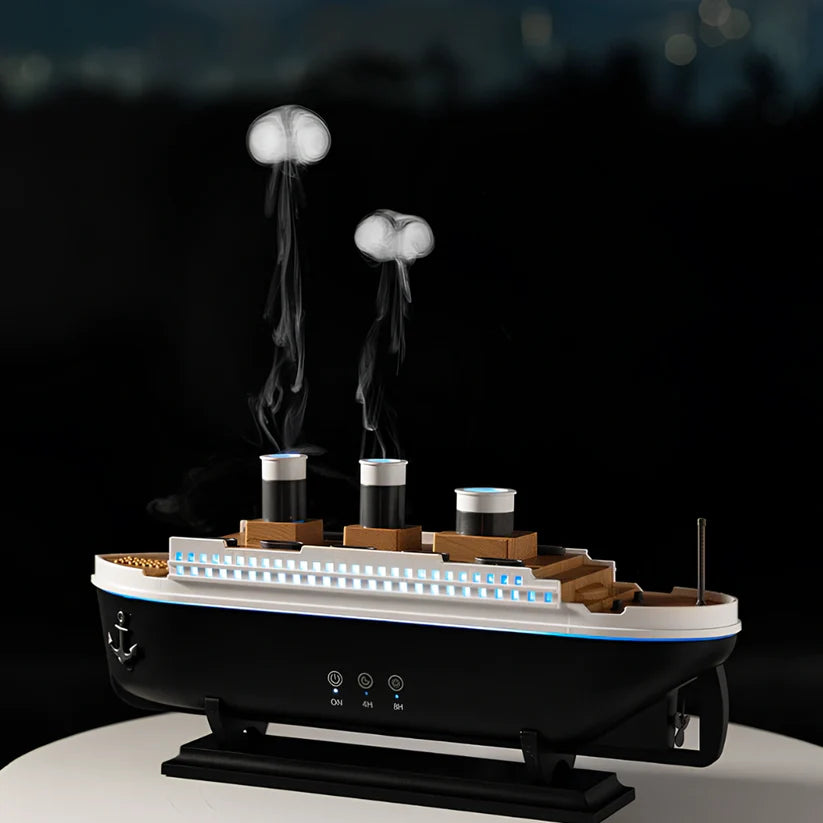 Humidificador Barco Titanic con Aromaterapia y Luces LED – Programable 4H/8H | Ideal para Dormir y Decoración