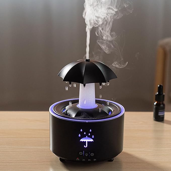 Humidificador de Lluvia con Paraguas LED | Aromaterapia para Hogar y Oficina