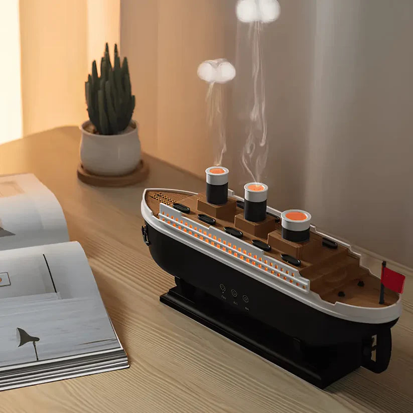 Humidificador Barco Titanic con Aromaterapia y Luces LED – Programable 4H/8H | Ideal para Dormir y Decoración