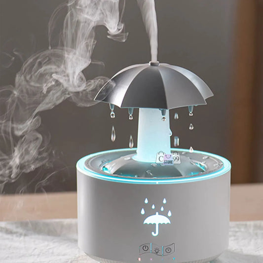 Humidificador de Lluvia con Paraguas LED | Aromaterapia para Hogar y Oficina