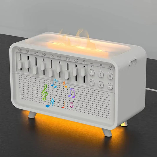 Humidificador Retro 3 en 1 con Llama LED, Sonido Relajante y Aromaterapia